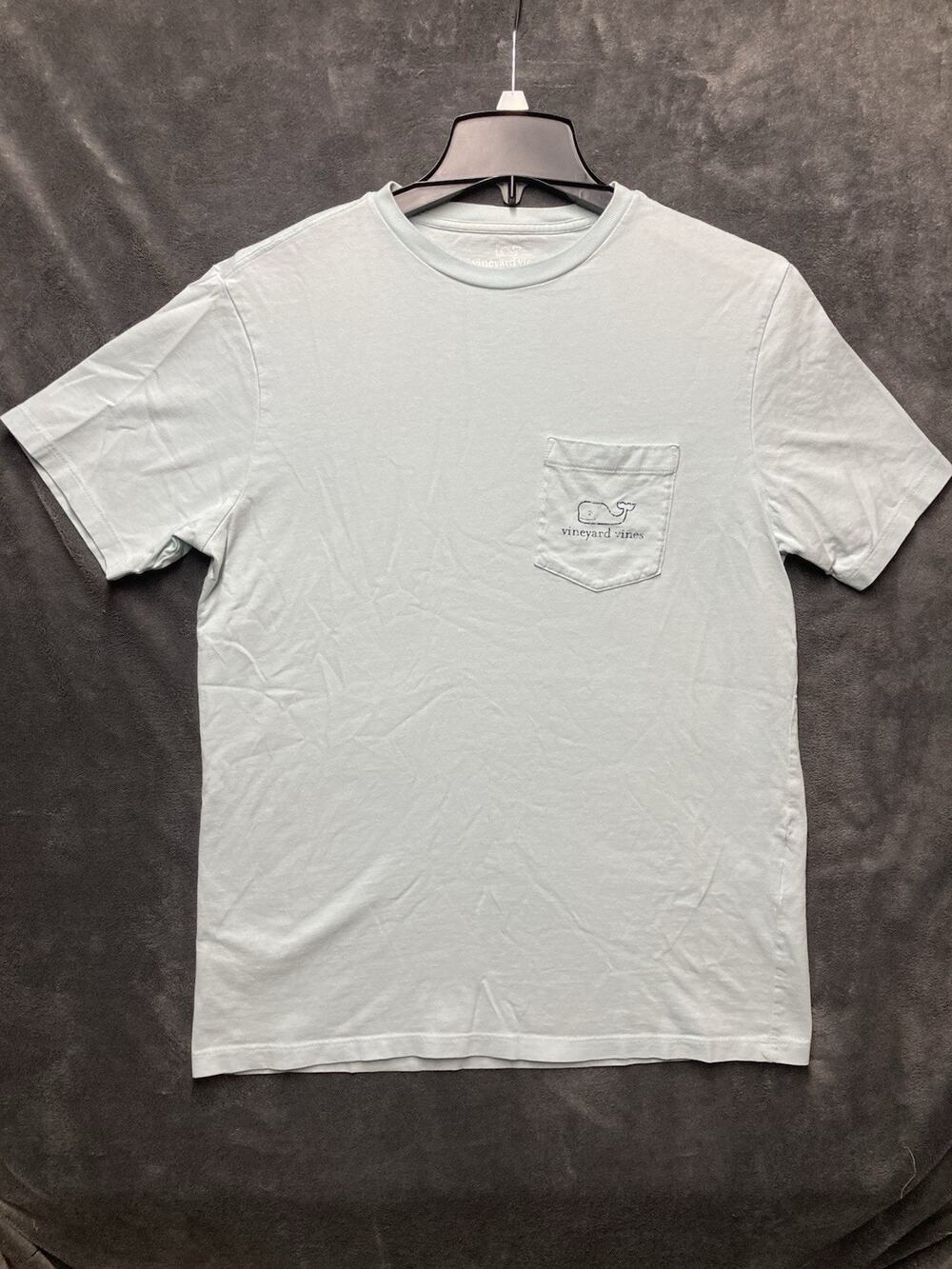 Vineyard Vines Pocket T-Shirt Mens Small Light Blue Graphic Tee Whale Prep Frat